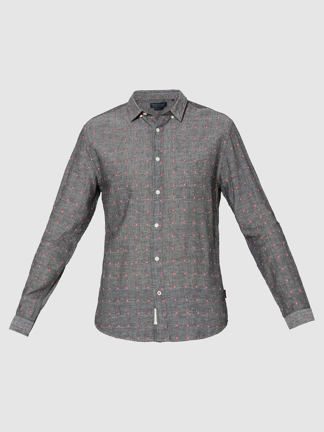 Grey All Over Printed Dobby Full Sleeves Shirt