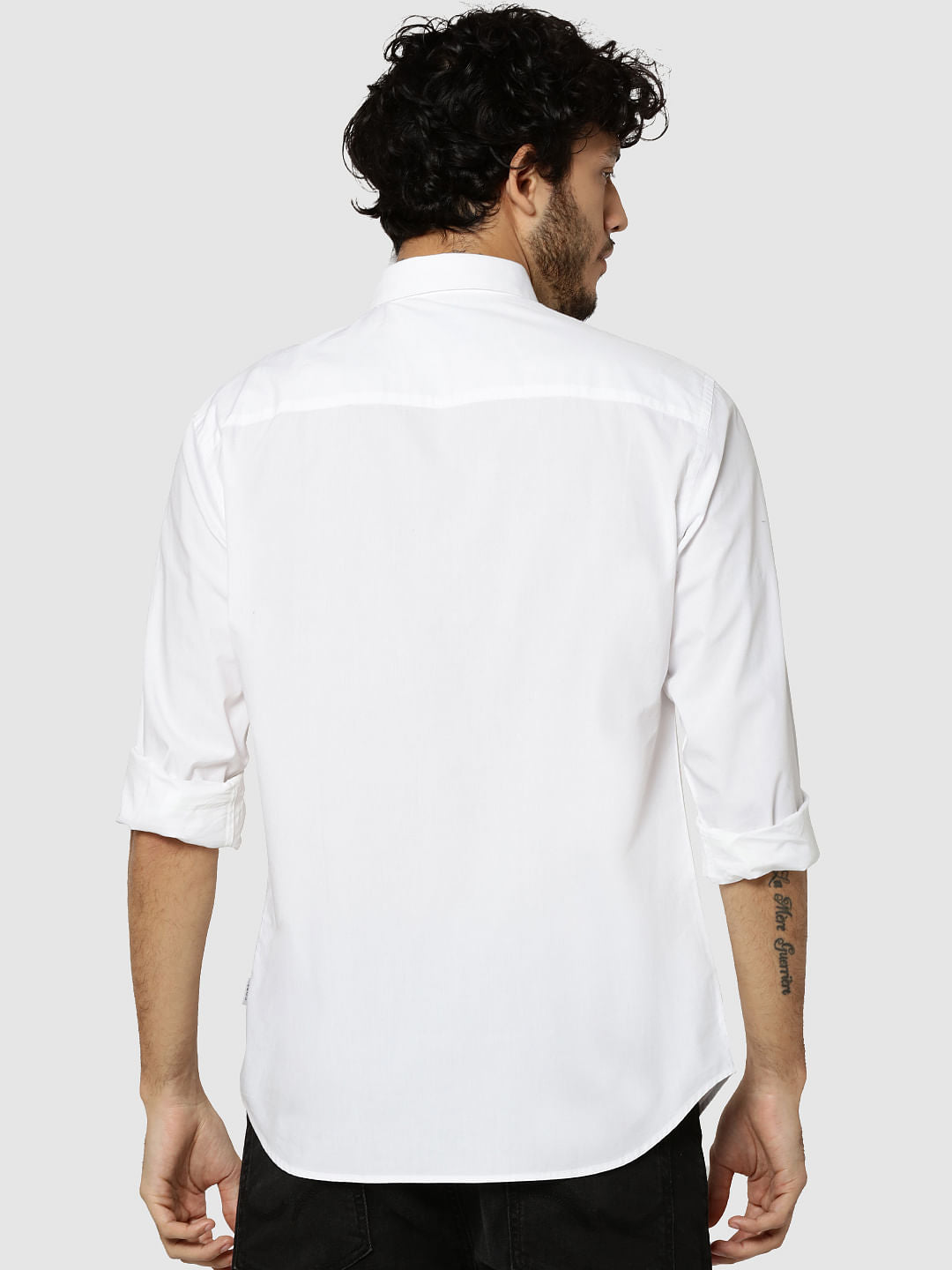 White Placement Print Full Sleeves Slim Fit Shirt