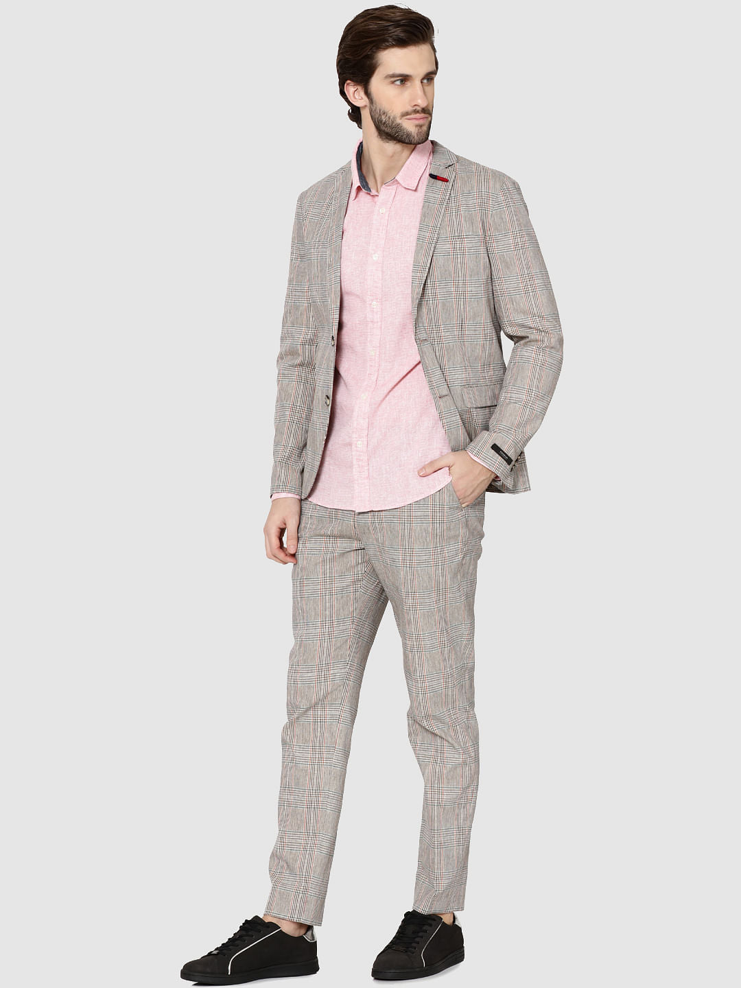 Red Dobby Full Sleeves Slim Fit Shirt