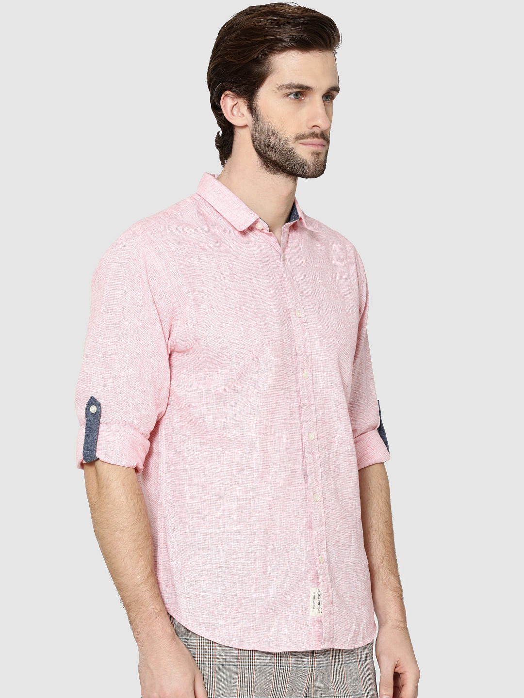 Red Dobby Full Sleeves Slim Fit Shirt