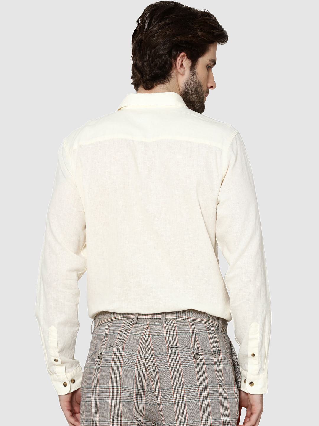 White One Pocket Full Sleeves Slim Fit Shirt