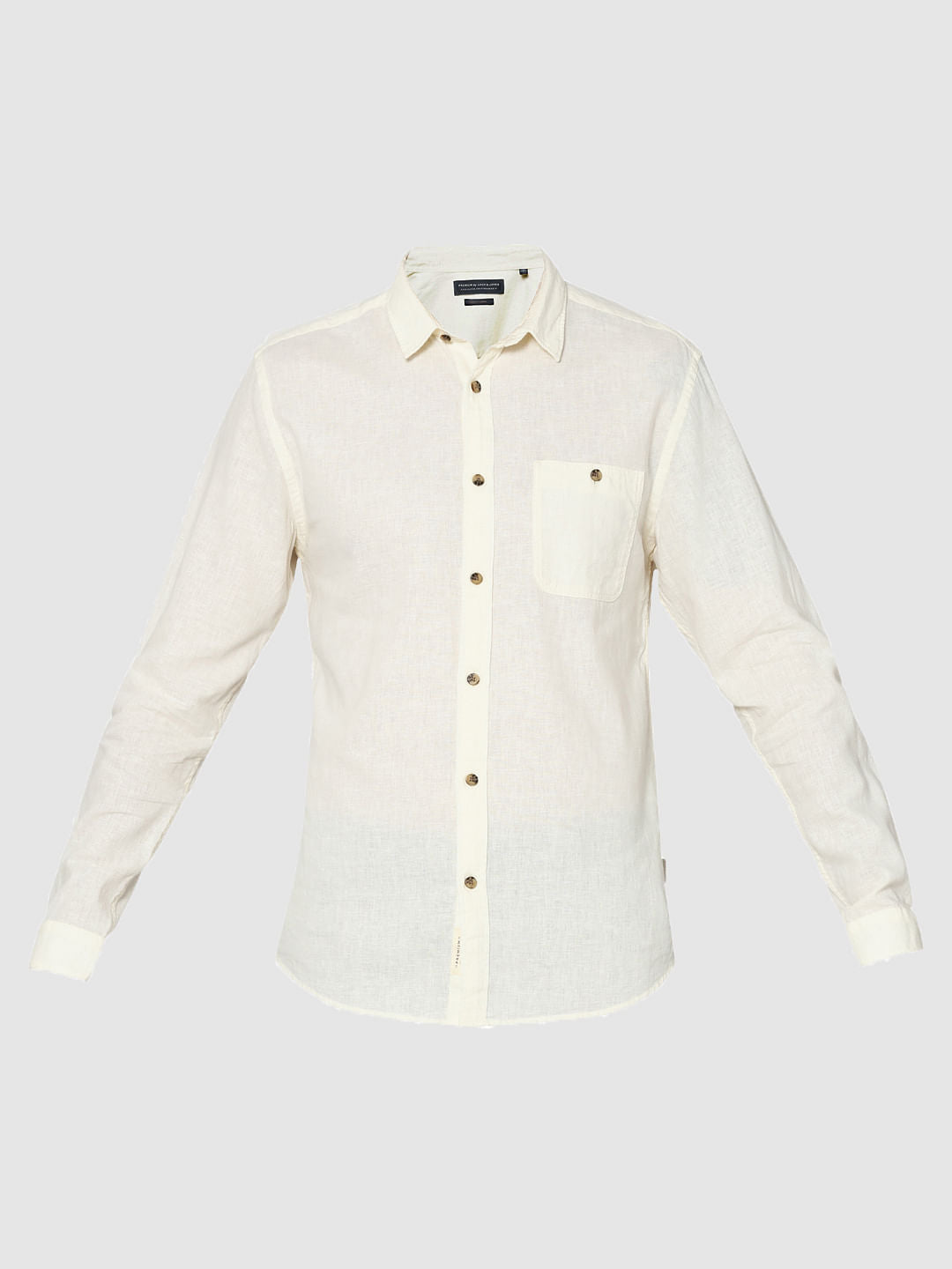 White One Pocket Full Sleeves Slim Fit Shirt