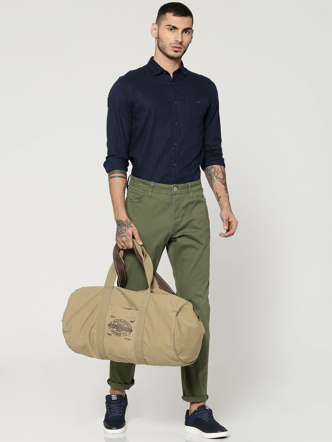 Dark Blue One Pocket Full Sleeves Slim Fit Shirt