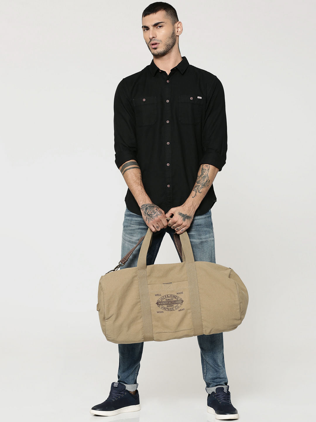 Black Two Patch Pocket Full Sleeves Slim Fit Shirt