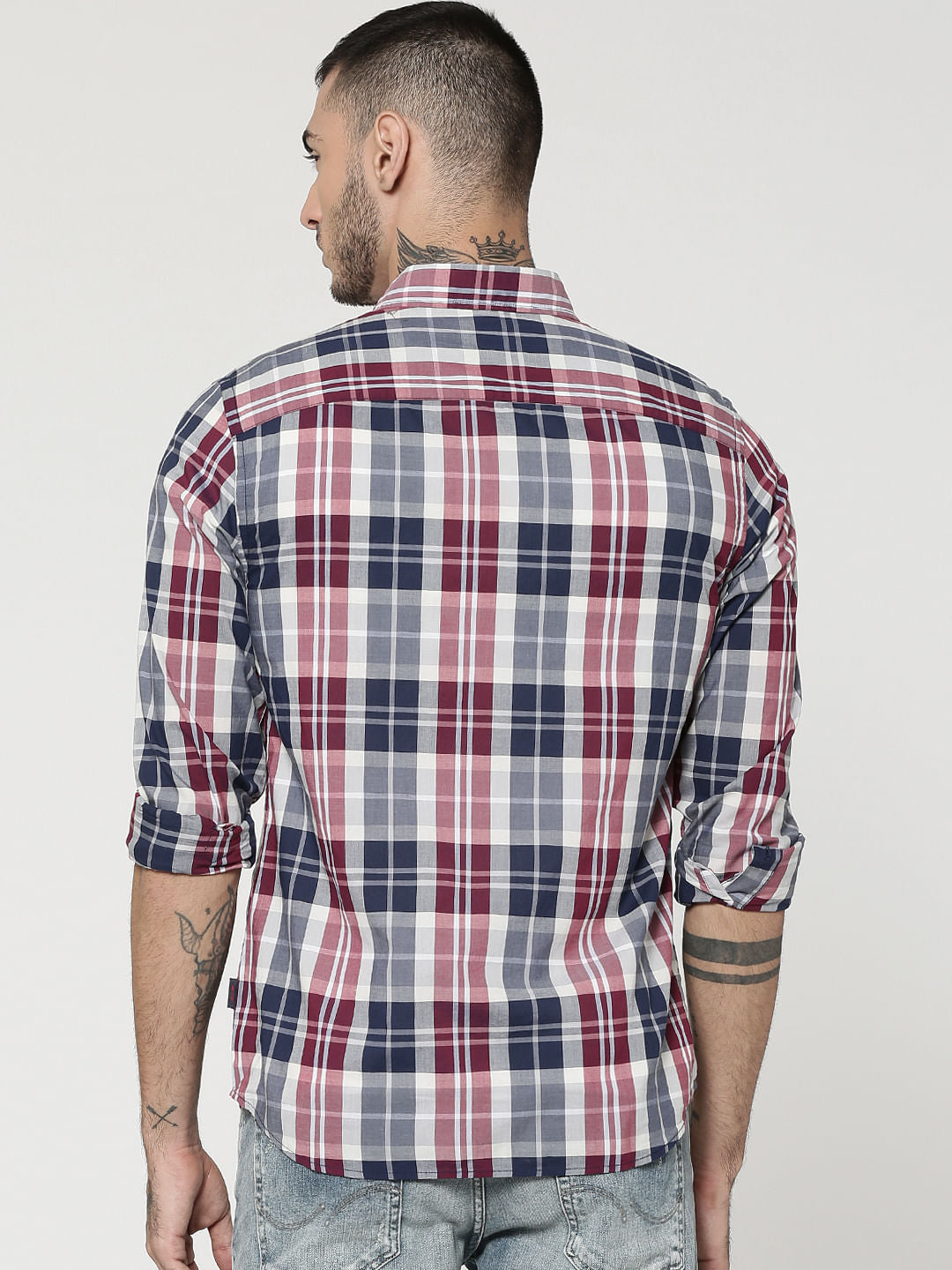 Red Full Sleeves Check Shirt