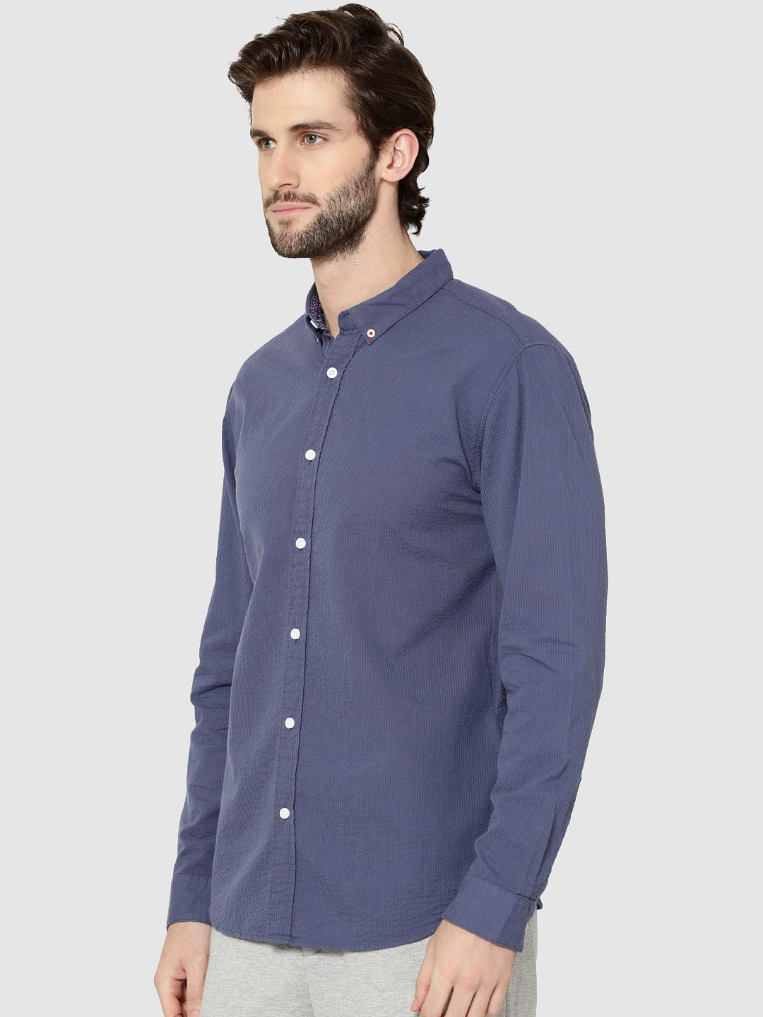 Blue Full Sleeves Slim Fit Shirt