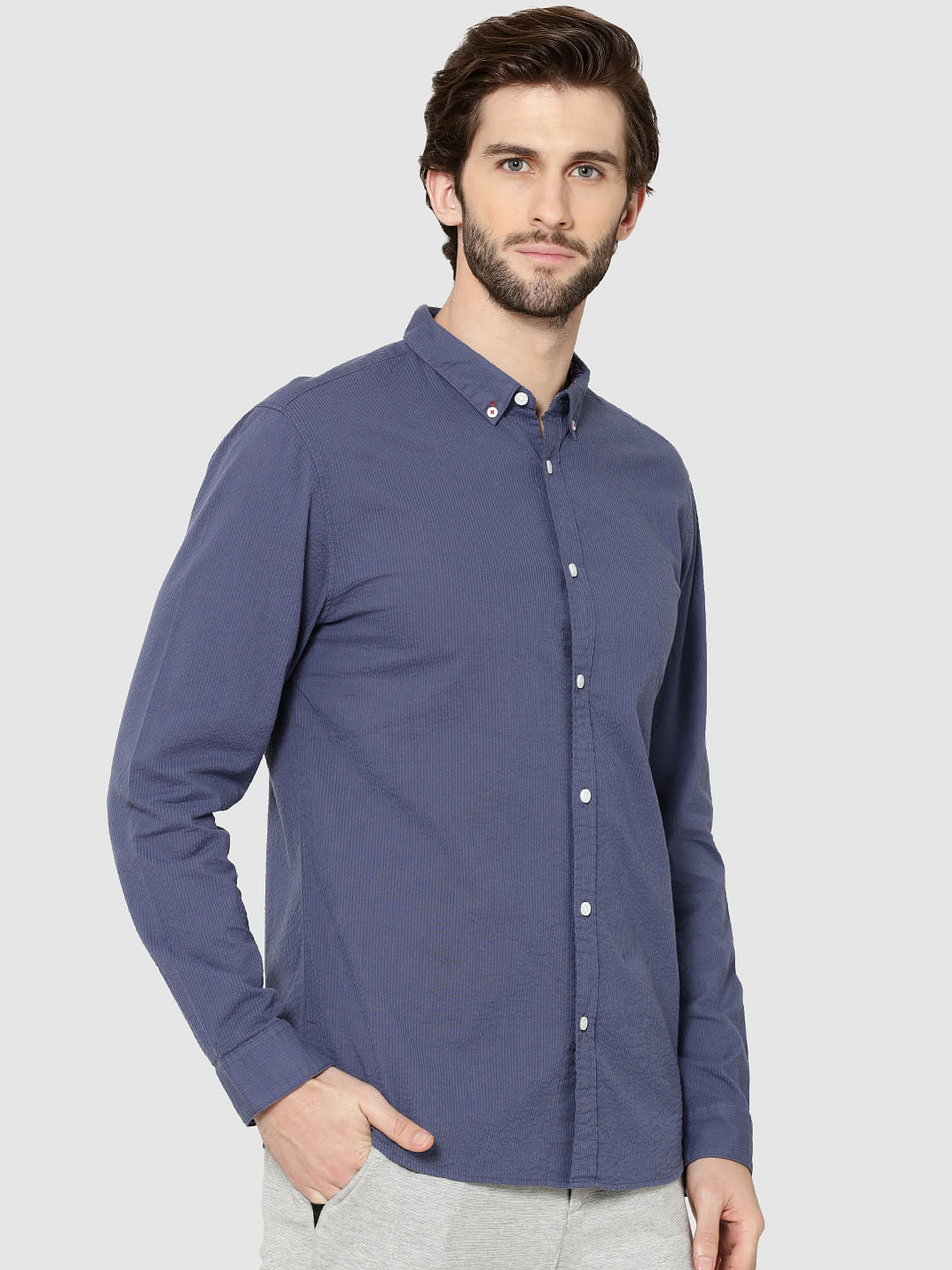 Blue Full Sleeves Slim Fit Shirt