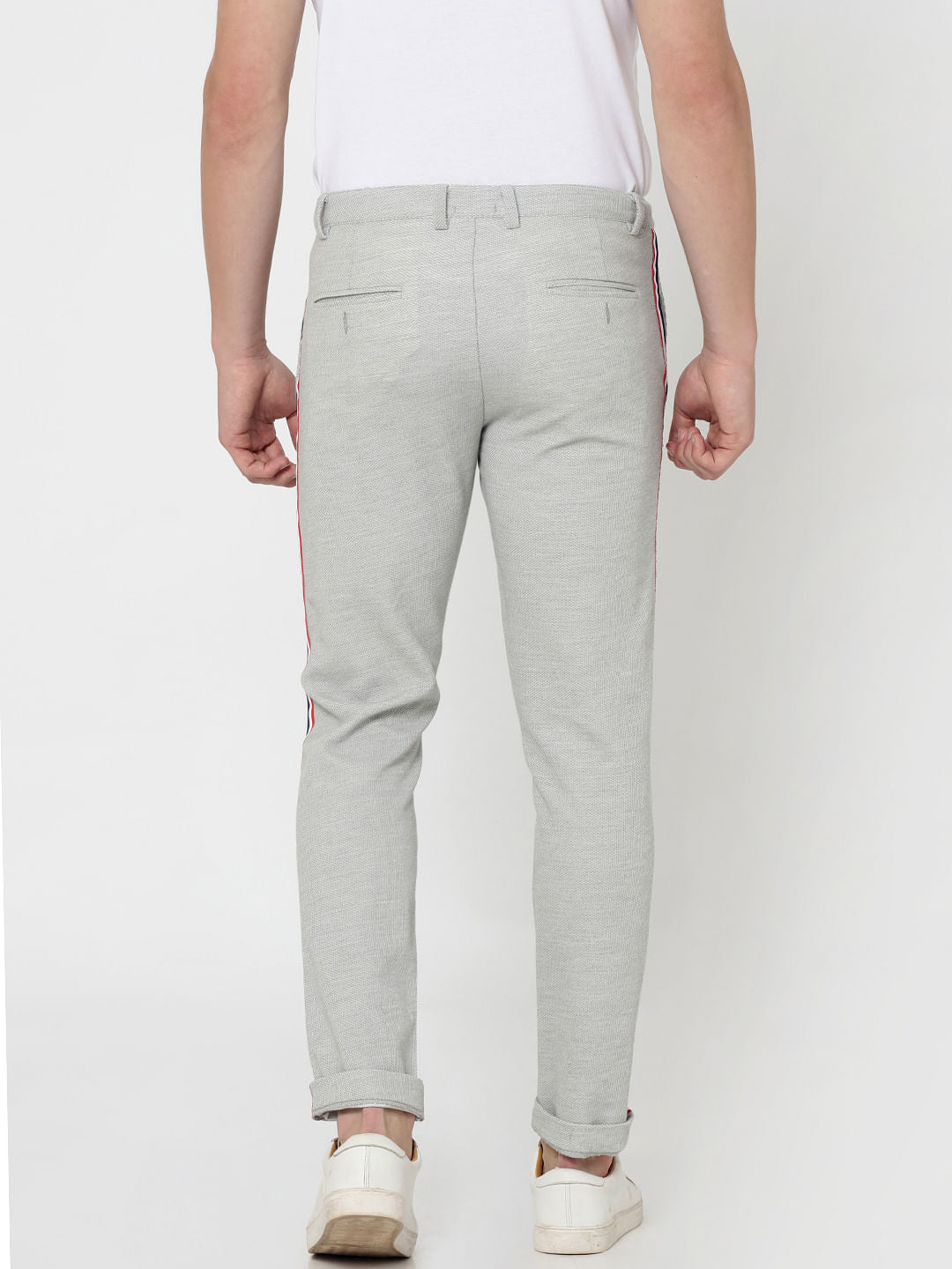 Light Grey Tape Detail Slim Fit Trousers