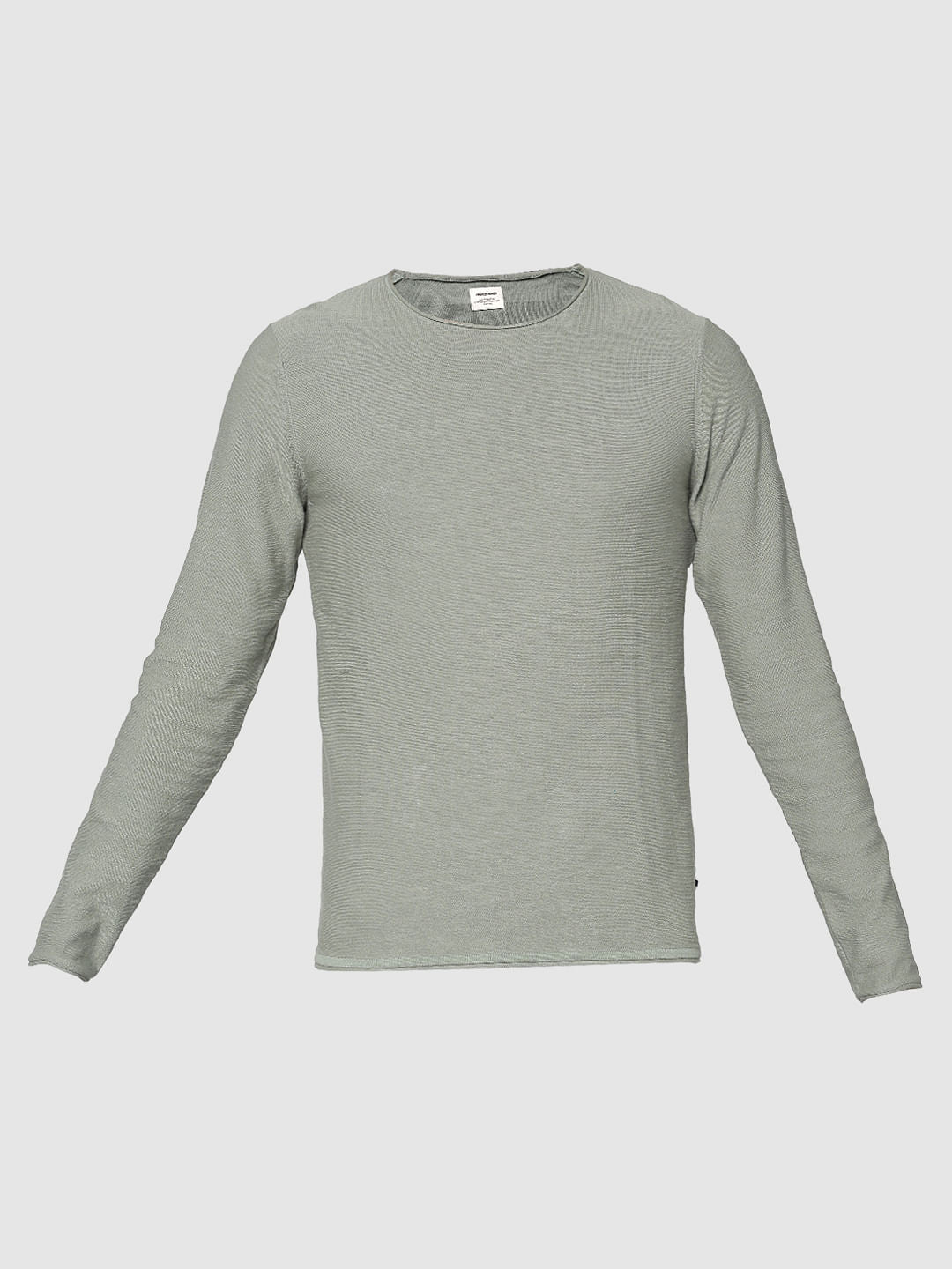 Green Slim Fit Full Sleeves Crew Neck T-Shirt