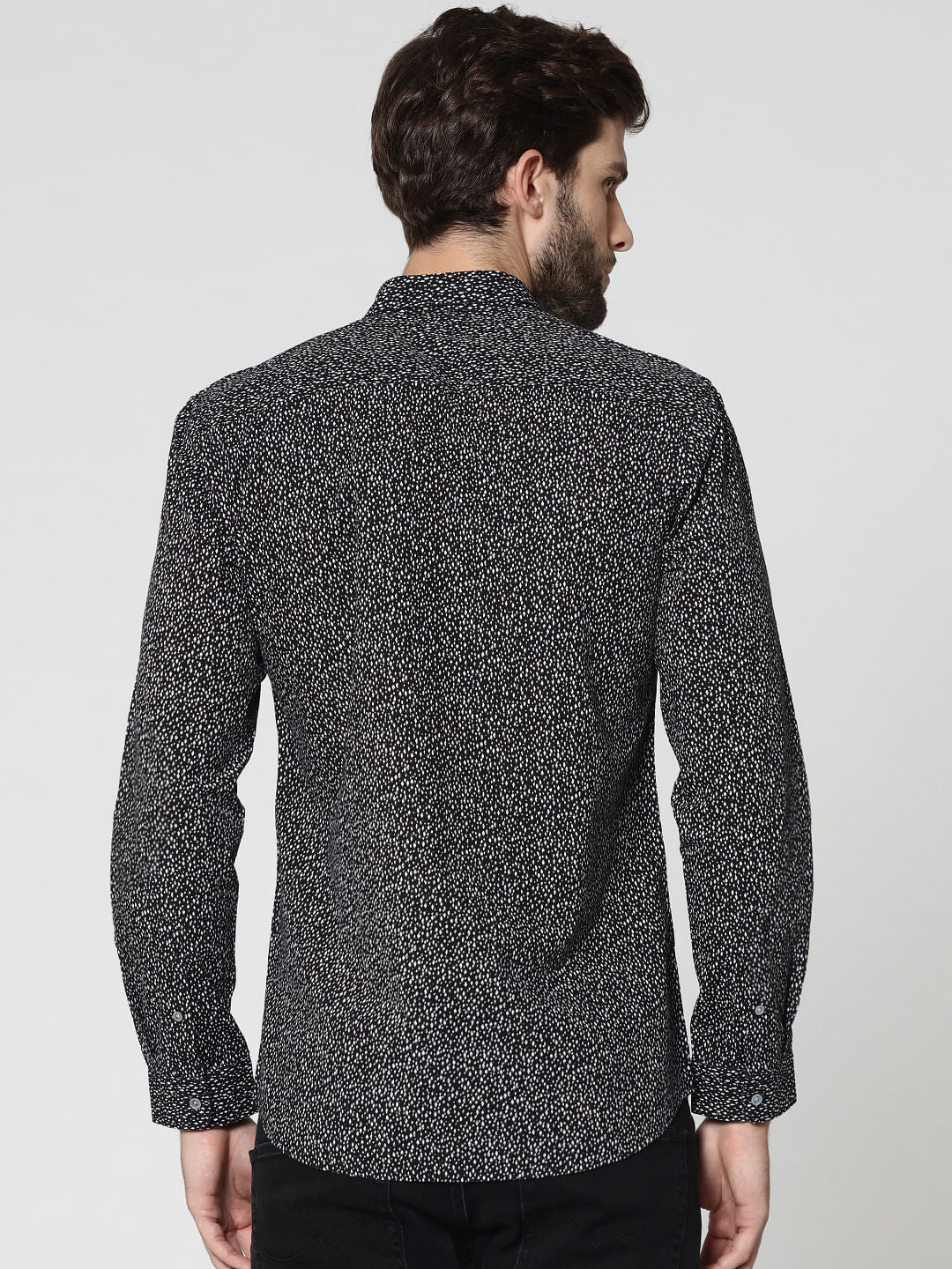 Dark Grey All Over Print Full Sleeves Shirt