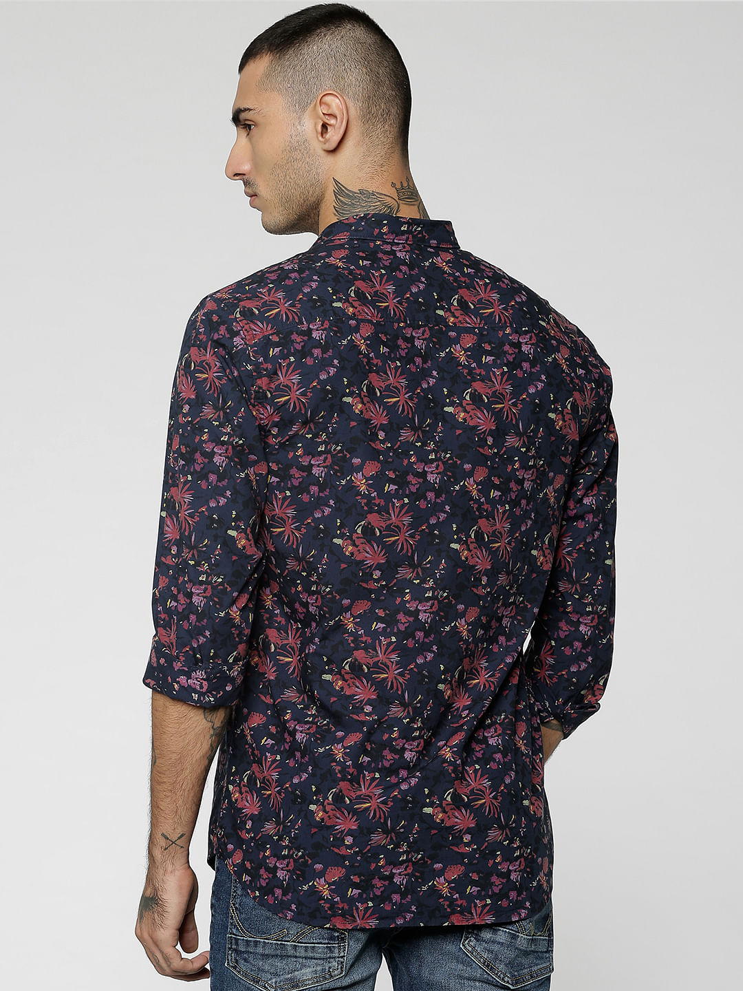 Dark Blue All Over Print Full Sleeves Shirt