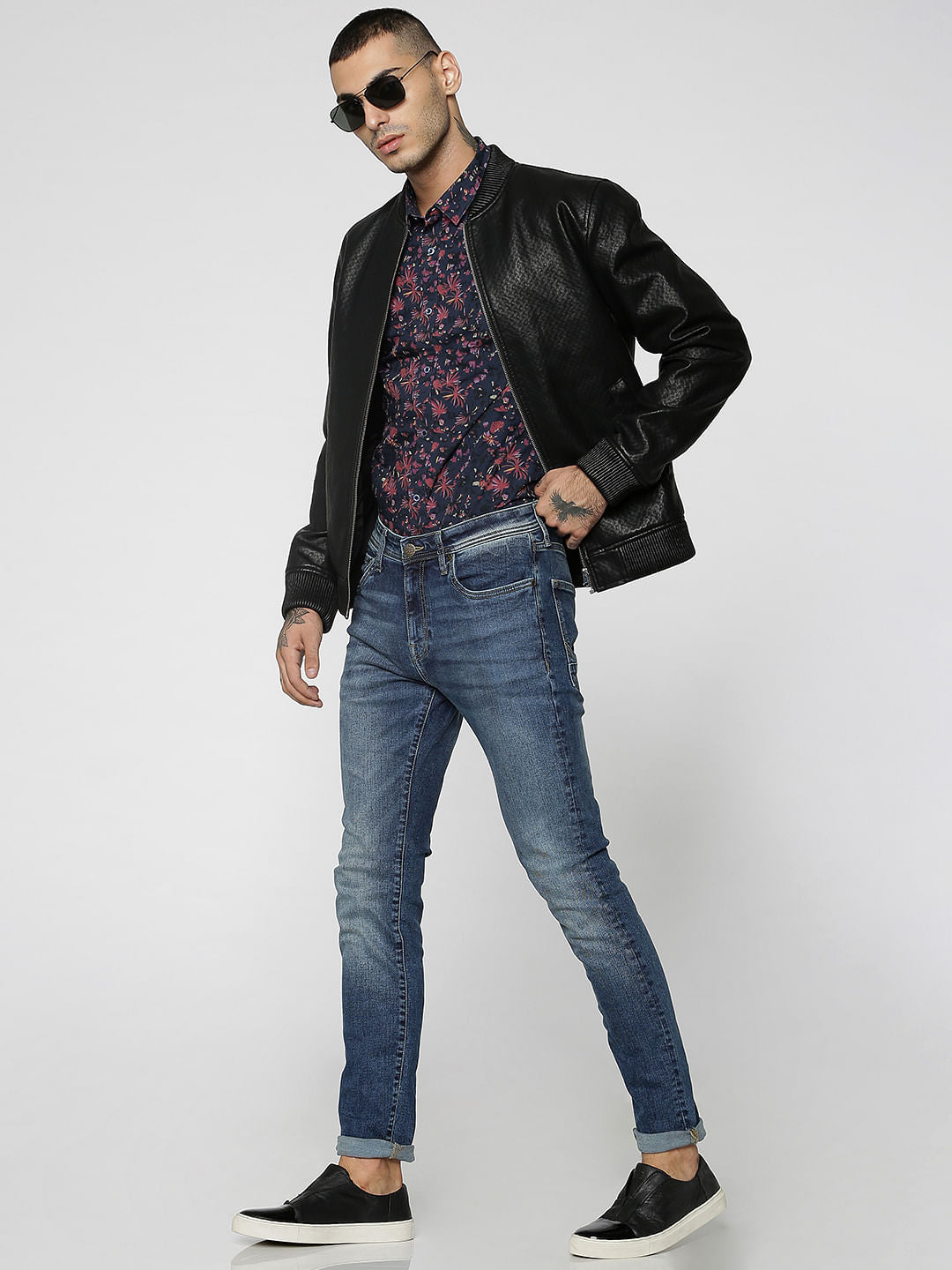 Dark Blue All Over Print Full Sleeves Shirt