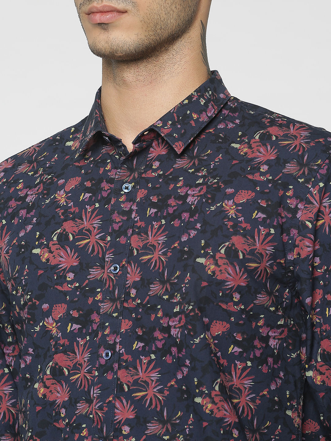 Dark Blue All Over Print Full Sleeves Shirt