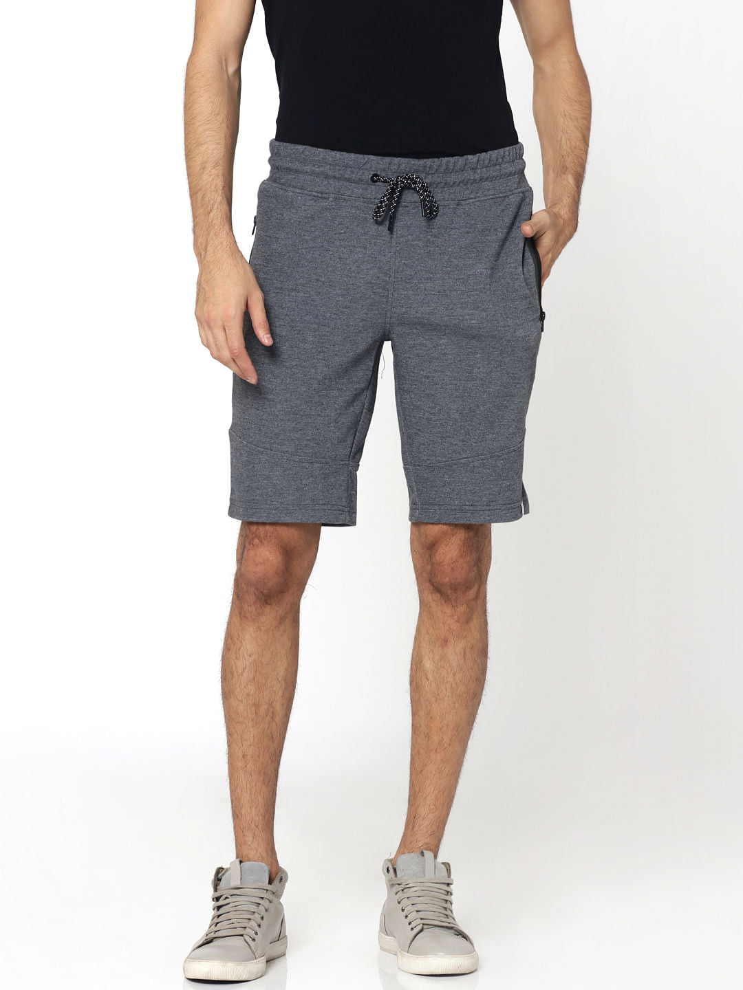 Dark Grey Zip Detail Sweatshorts - S