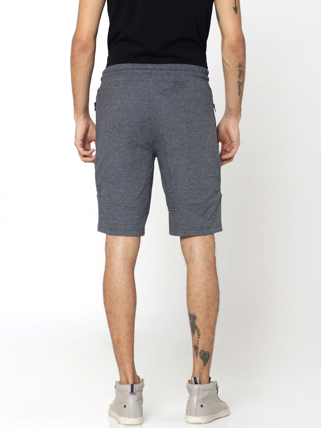 Dark Grey Zip Detail Sweatshorts