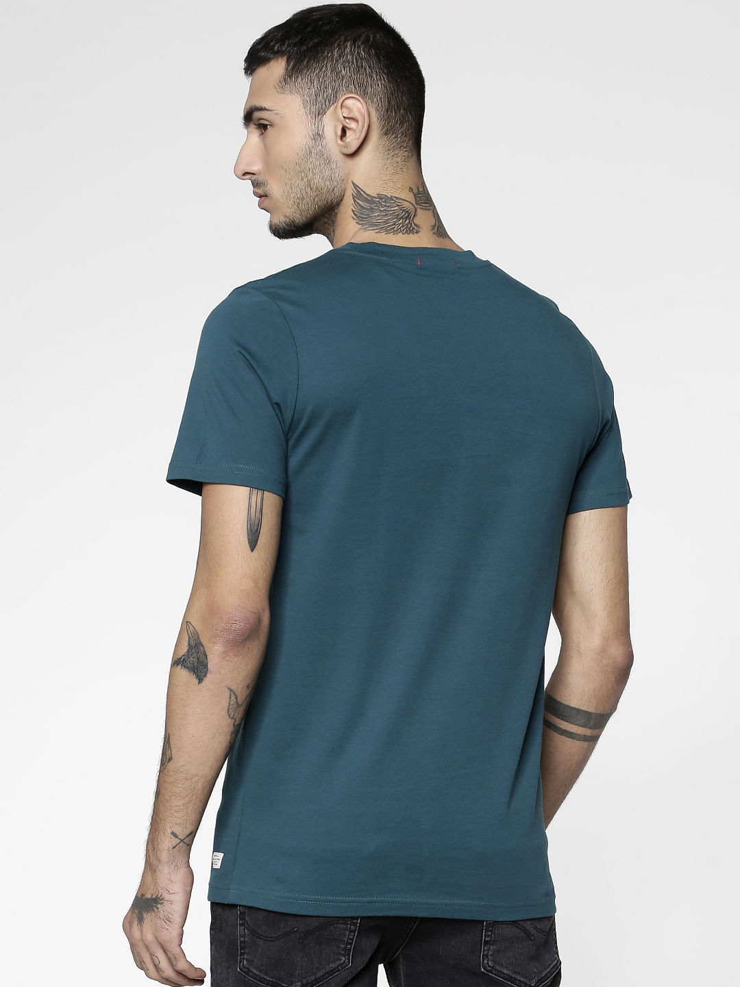 Green Graphic Print Slim Fit Crew Neck T-Shirt