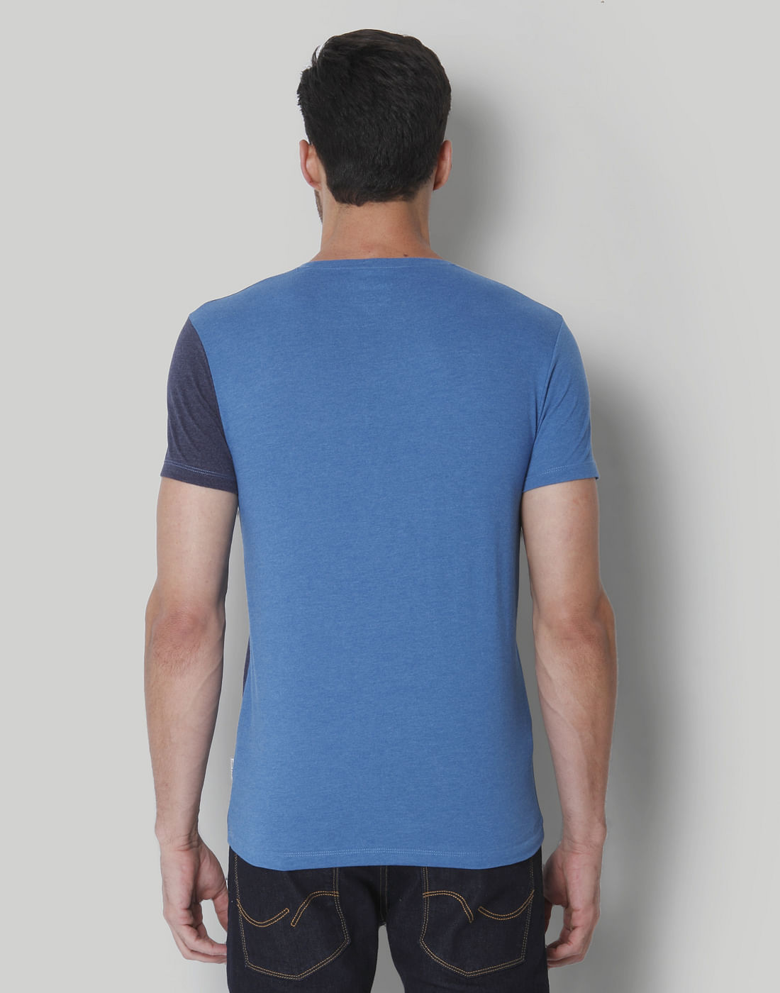 X Marvel Blue Colourblocked Graphic Print Crew Neck T-Shirt