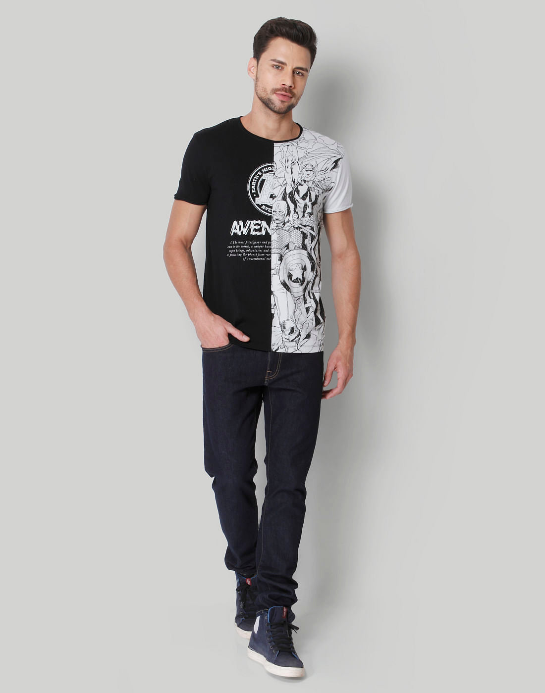 X Marvel Black Graphic Print Crew Neck T-Shirt