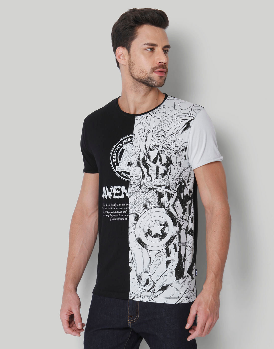 X Marvel Black Graphic Print Crew Neck T-Shirt