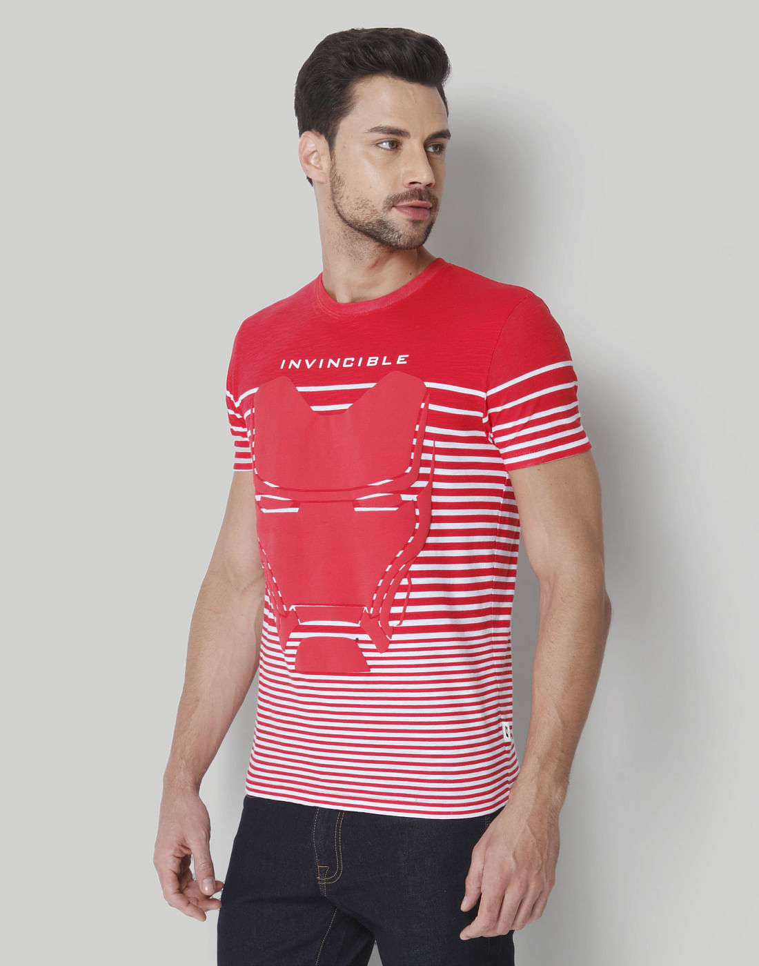 X Marvel Red Striped Crew Neck T-Shirt