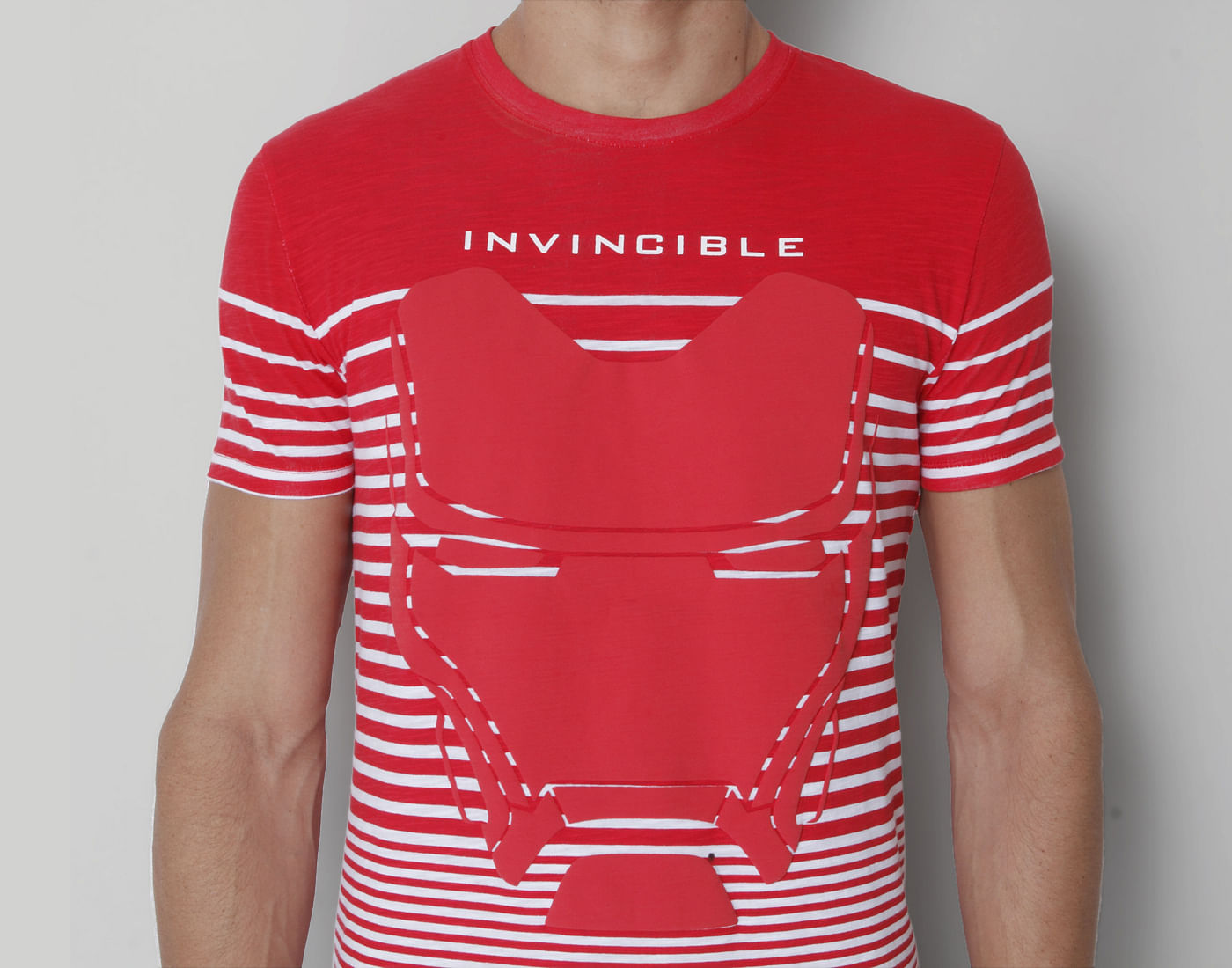 X Marvel Red Striped Crew Neck T-Shirt