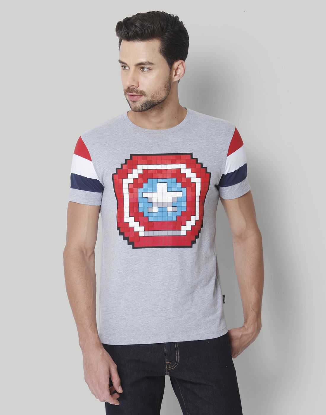 X Marvel Light Grey Graphic Print Crew Neck T-Shirt - S