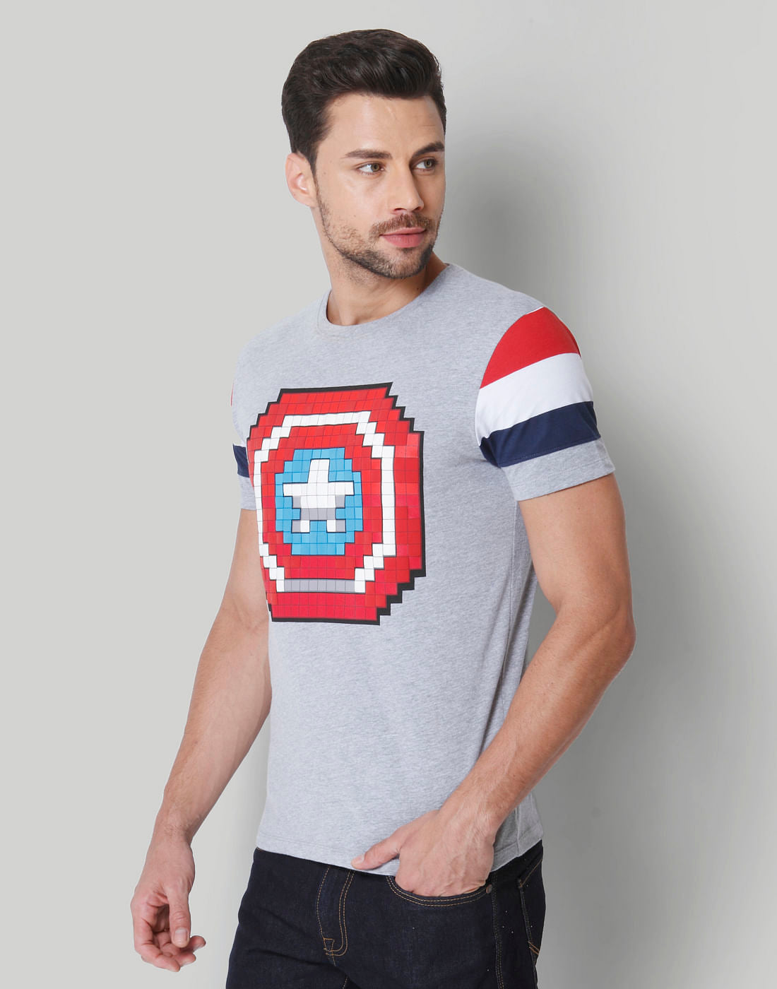 X Marvel Light Grey Graphic Print Crew Neck T-Shirt