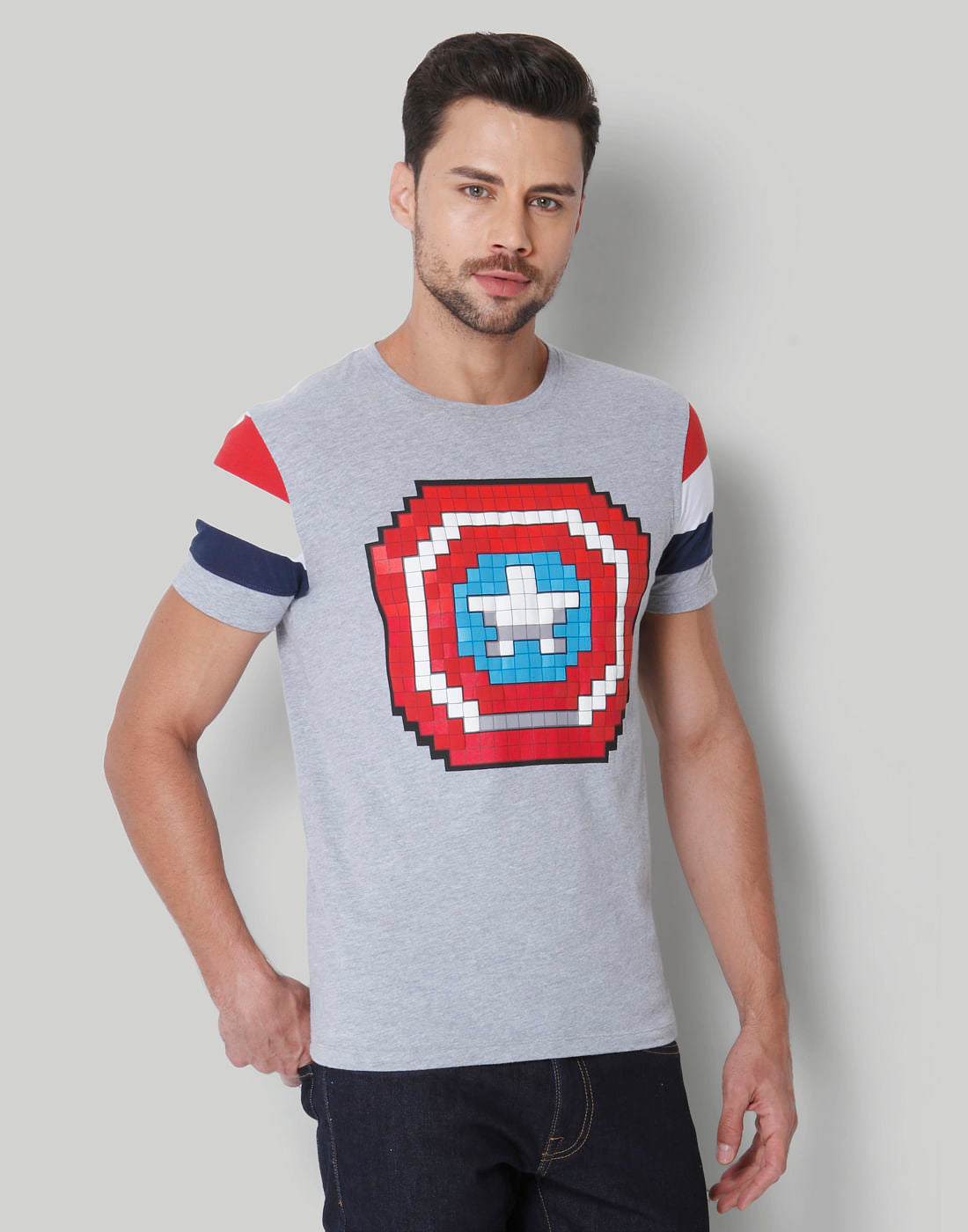 X Marvel Light Grey Graphic Print Crew Neck T-Shirt