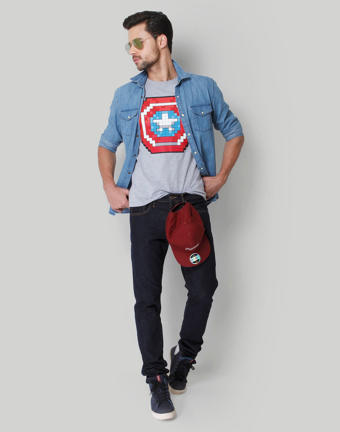 X Marvel Light Grey Graphic Print Crew Neck T-Shirt