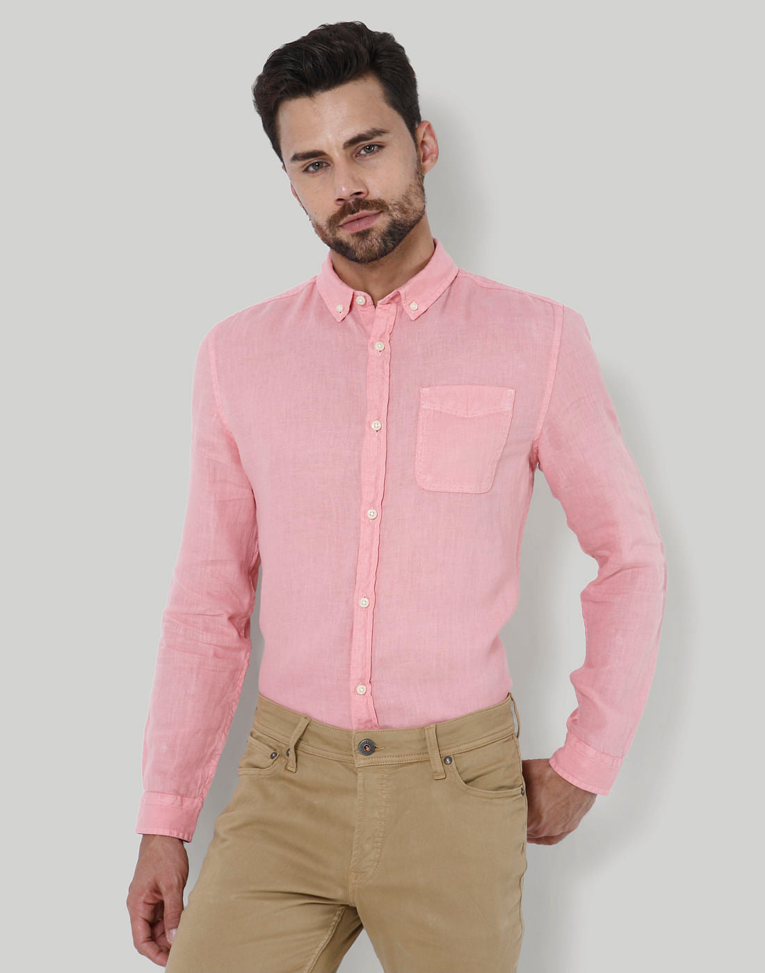 Light Pink Linen Shirt - M