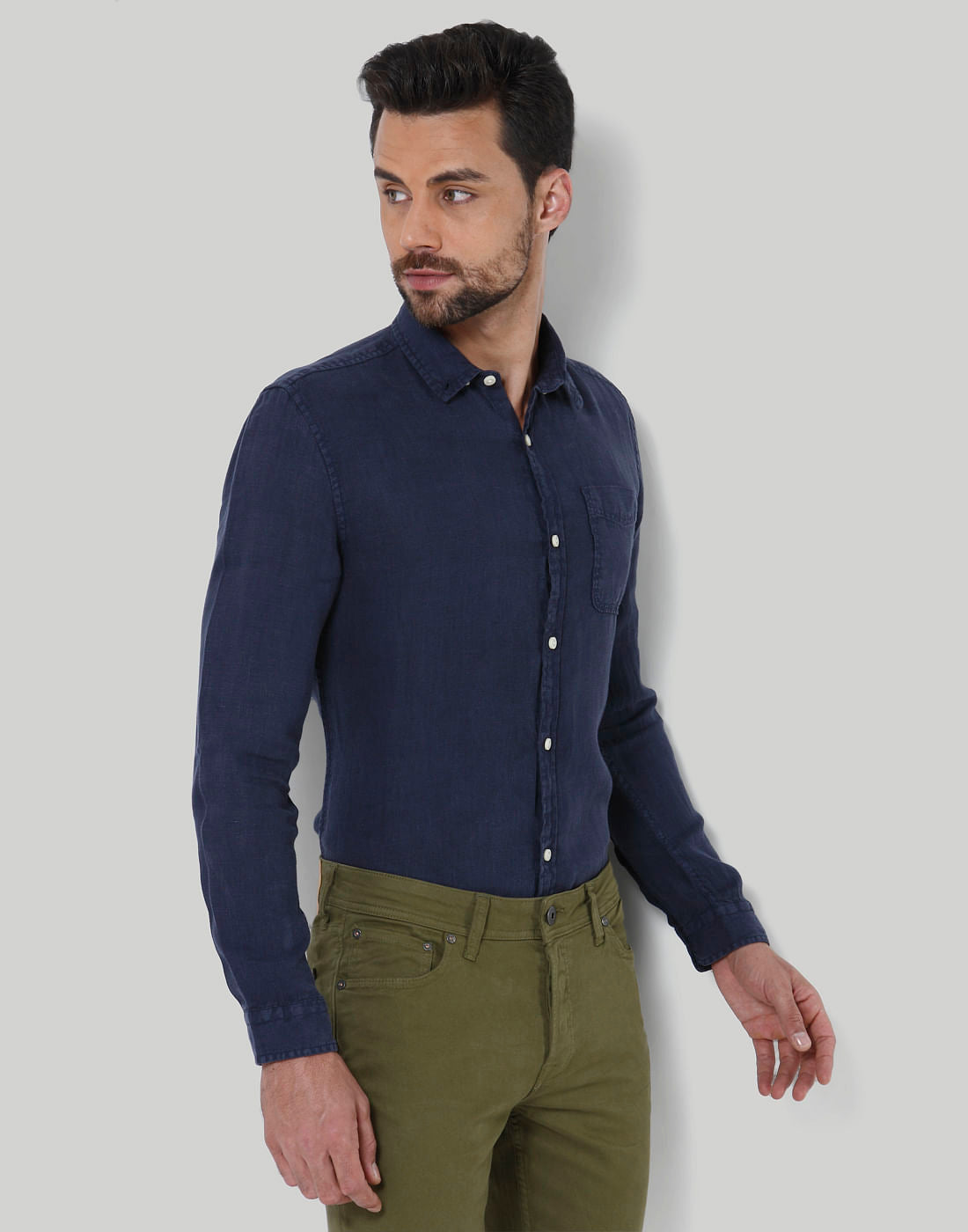 Dark Blue Linen Shirt