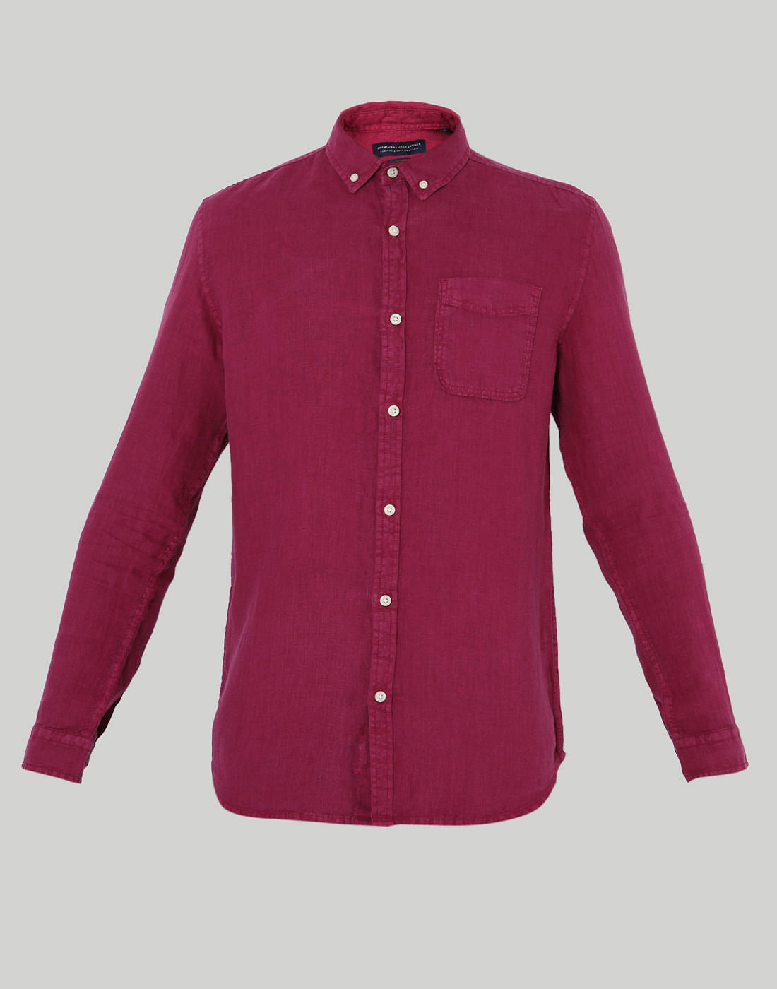 Maroon Slim Fit Linen Shirt