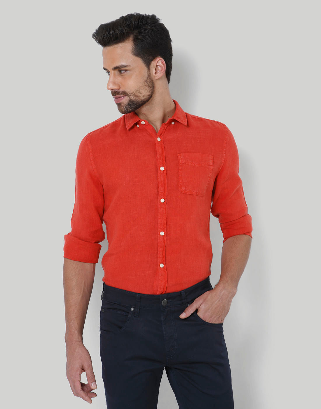 Orange Linen Shirt