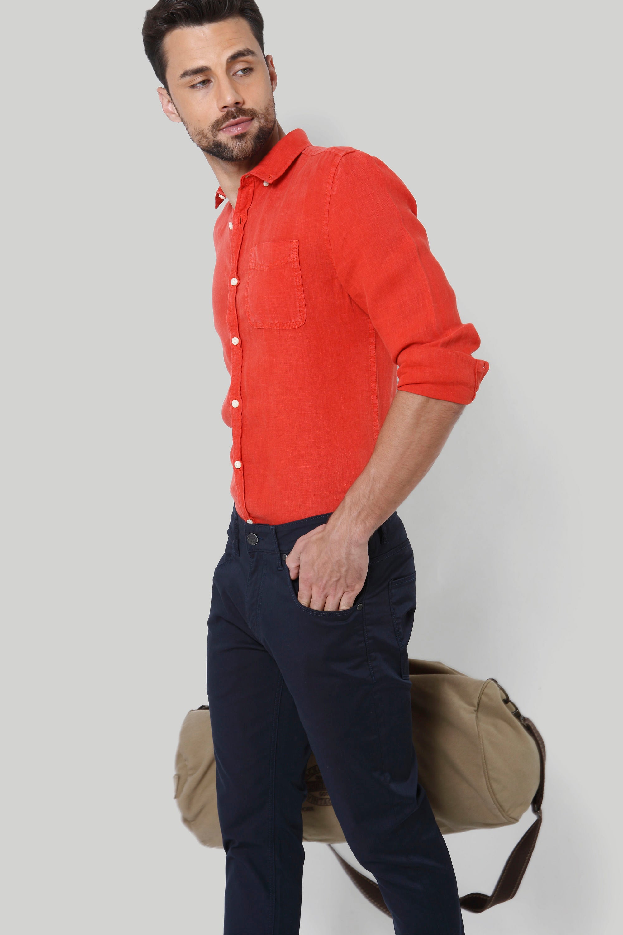 Orange Linen Shirt