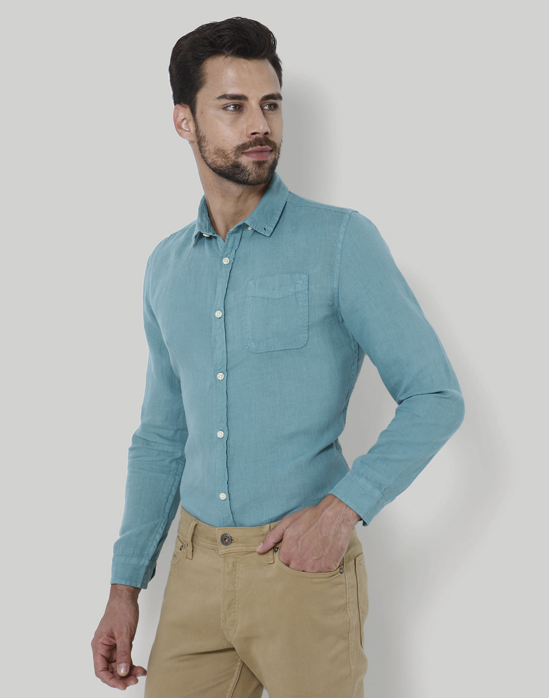 Turquoise Linen Shirt