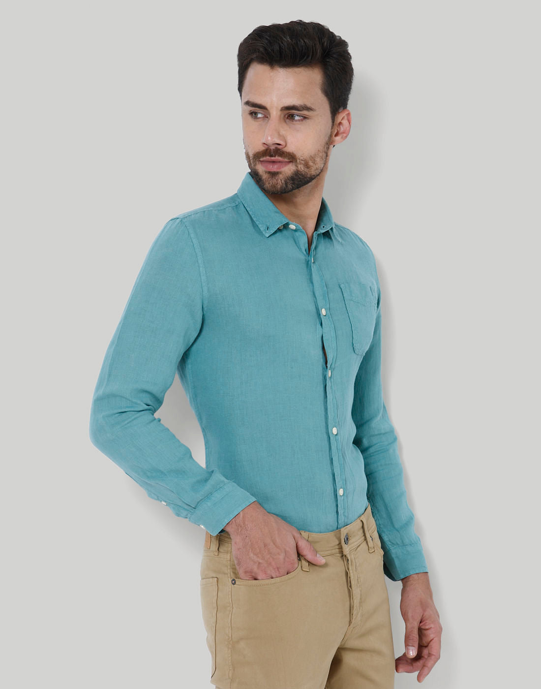 Turquoise Linen Shirt