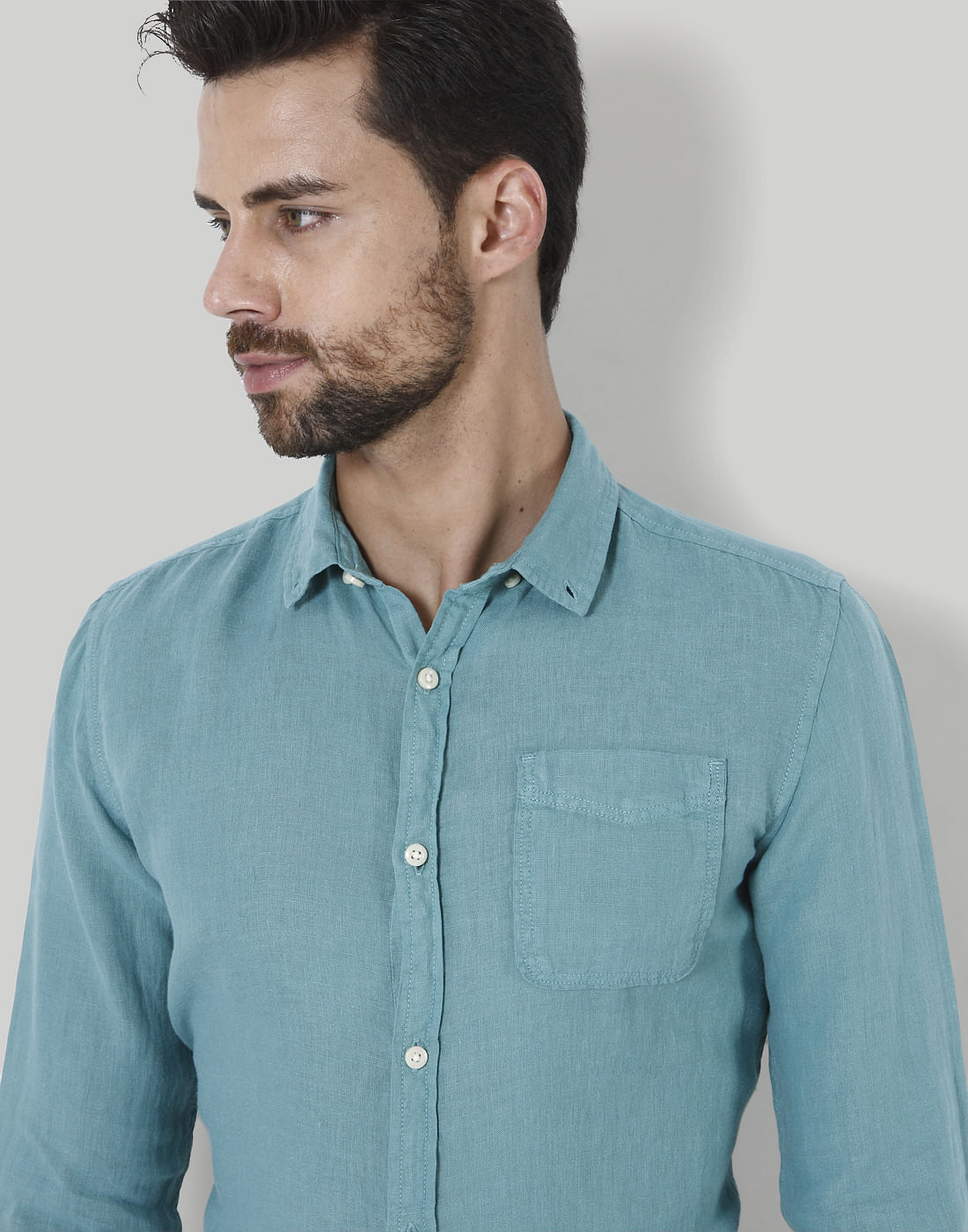 Turquoise Linen Shirt