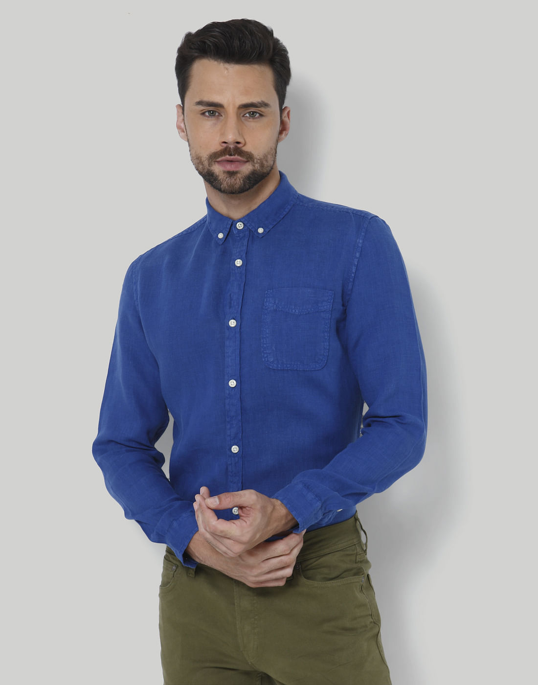 Blue Linen Shirt - M