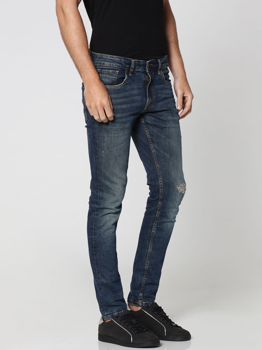 Blue Mildly Distressed Ben Skinny Fit Jeans
