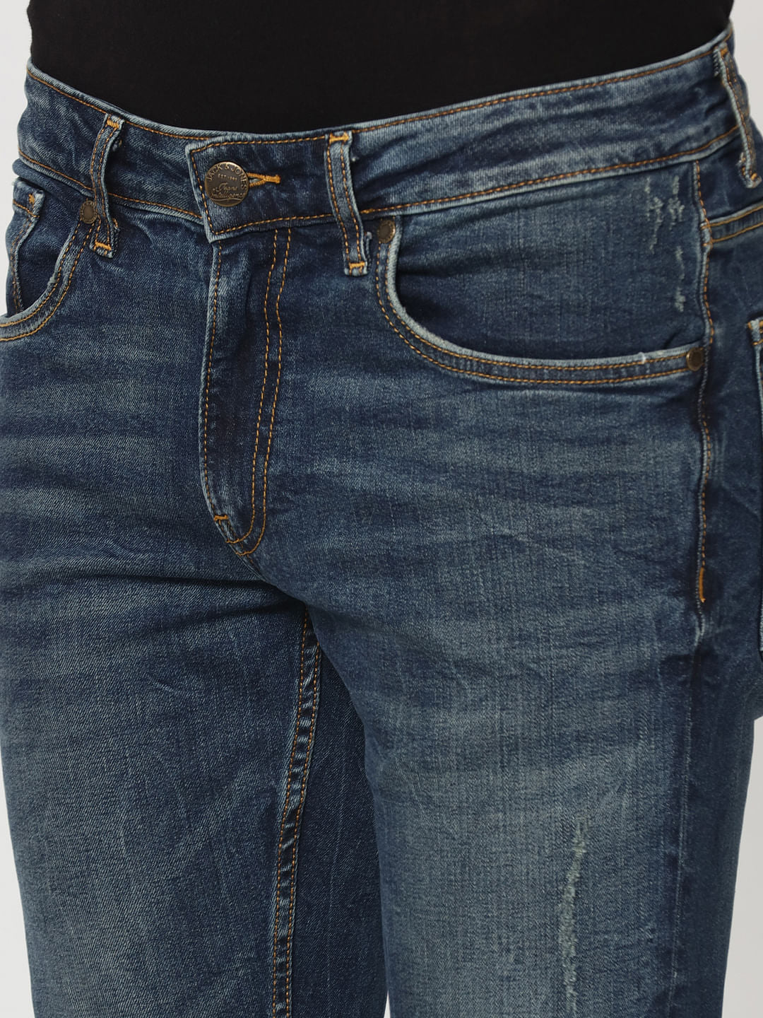 Blue Mildly Distressed Ben Skinny Fit Jeans