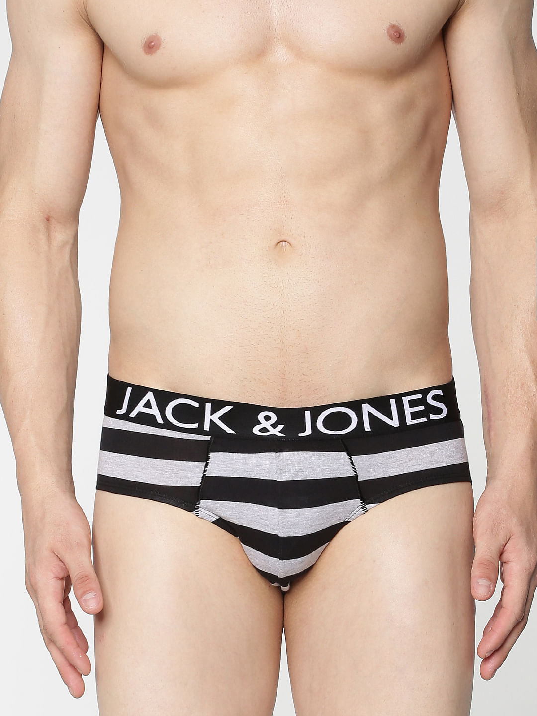 Black Striped Briefs - S