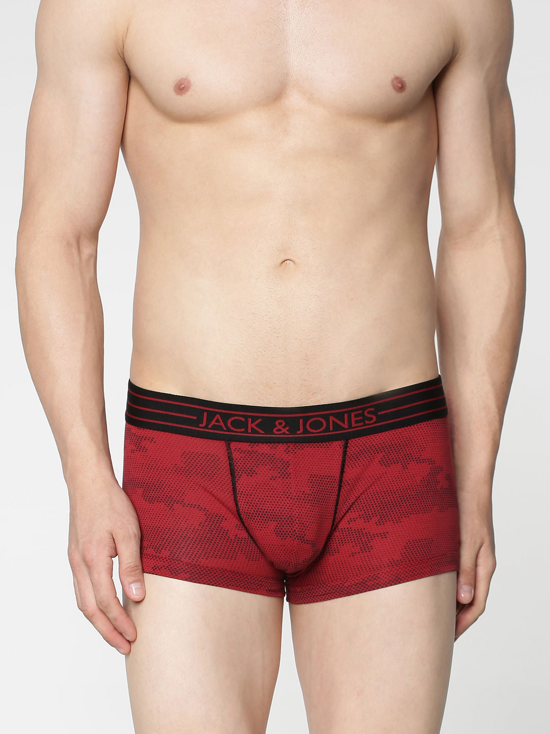 Red Printed Brazilian Trunks - S