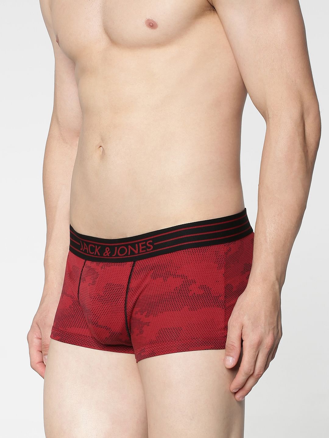 Red Printed Brazilian Trunks
