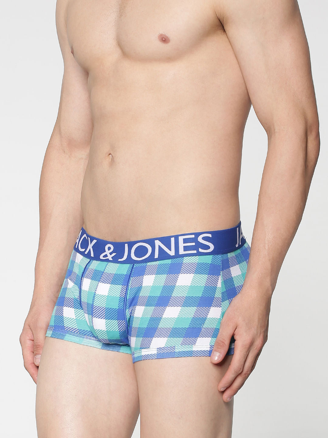 Blue Checks Print Brazilian Trunks