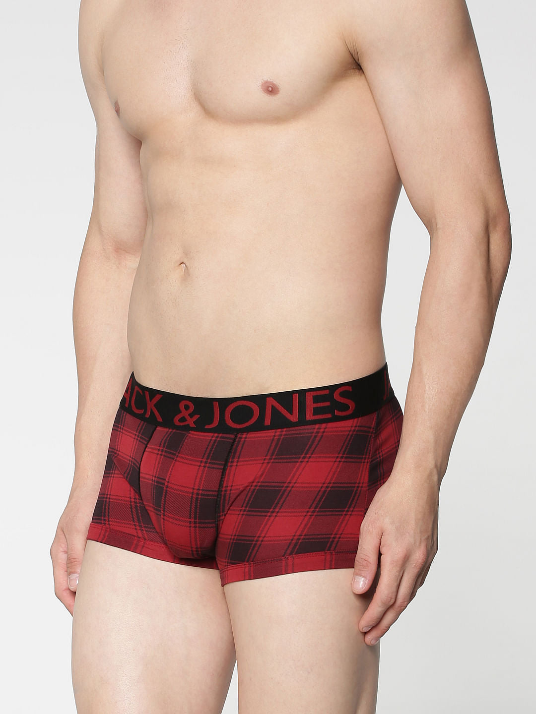 Red Checks Print Brazilian Trunks