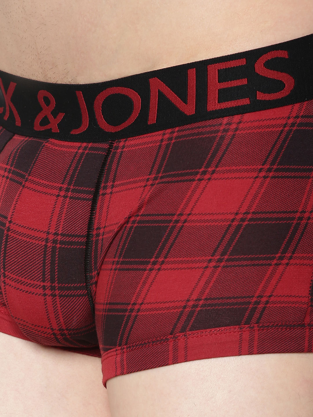 Red Checks Print Brazilian Trunks
