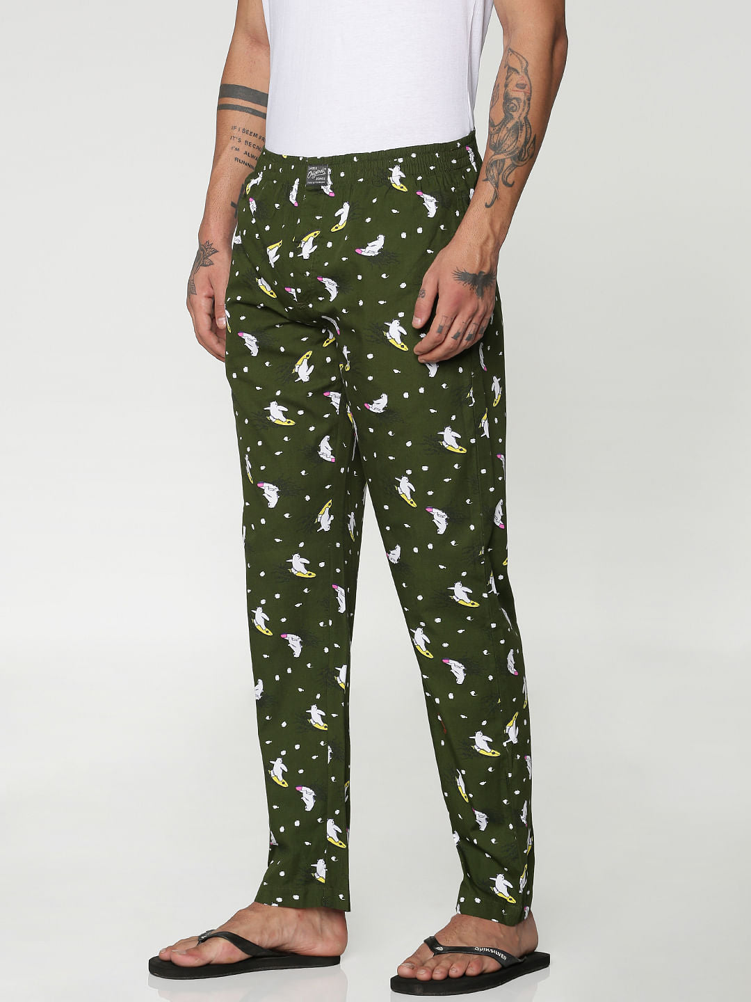 Green All Over Panda Print Pyjama