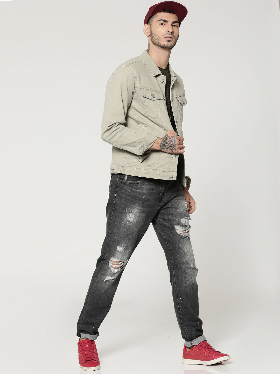 Grey Casual Denim Jacket