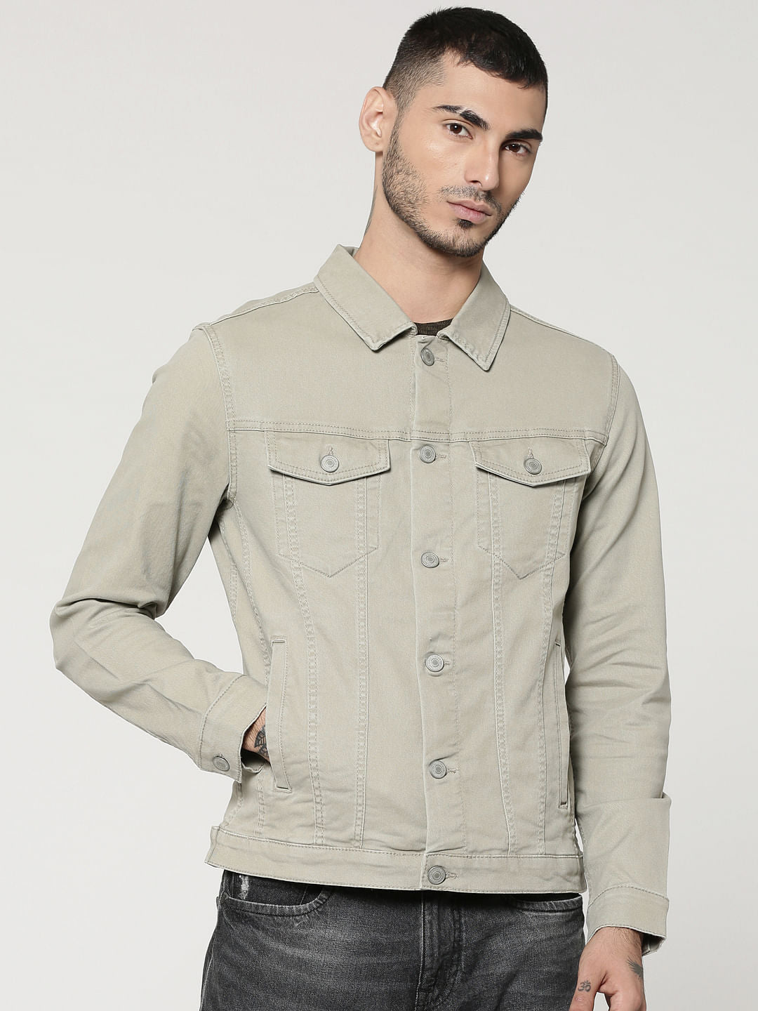 Grey Casual Denim Jacket - S