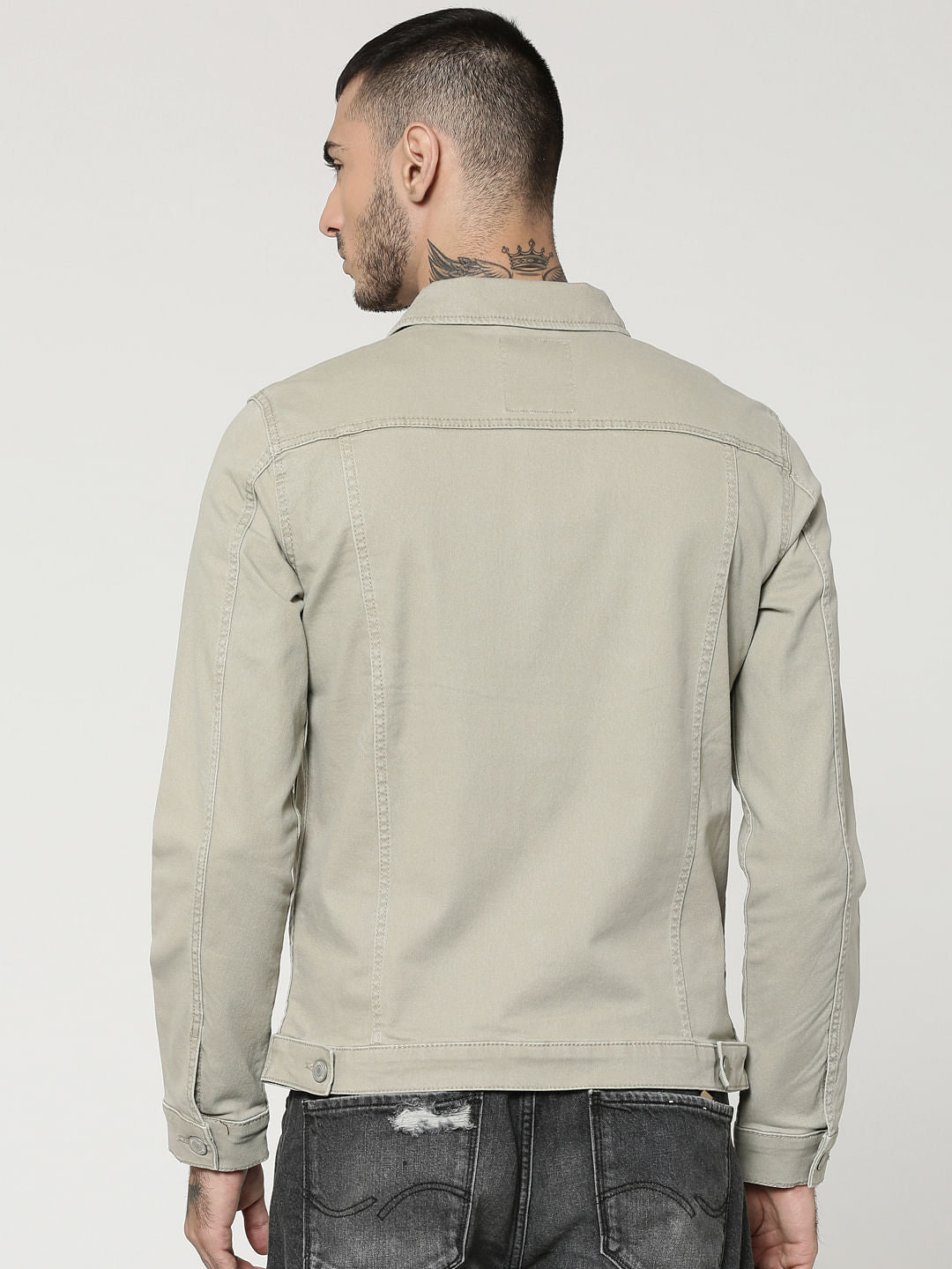 Grey Casual Denim Jacket